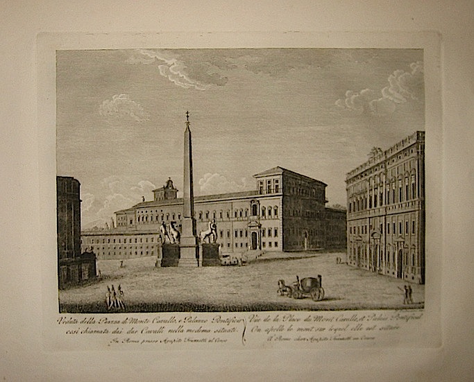 Palmucci Filippo Veduta della Piazza di Monte Cavallo, e Palazzo Pontificio così chiamata dai due Cavalli nella medesima situati 1816 Roma 